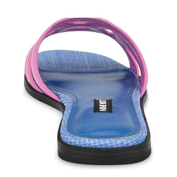 NEW Nine West Geena Cutout Flat Slip-On Sandals Light Magenta Patent Size 7.5M - Picture 5 of 6
